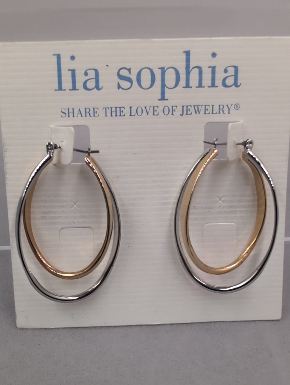 Lia Sophia Two-Tone Interlocking Hoop Earrings - Gold & Silver